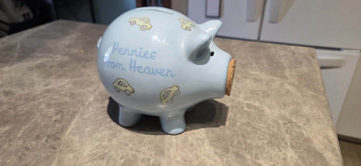 Light blue ceramic piggy bank