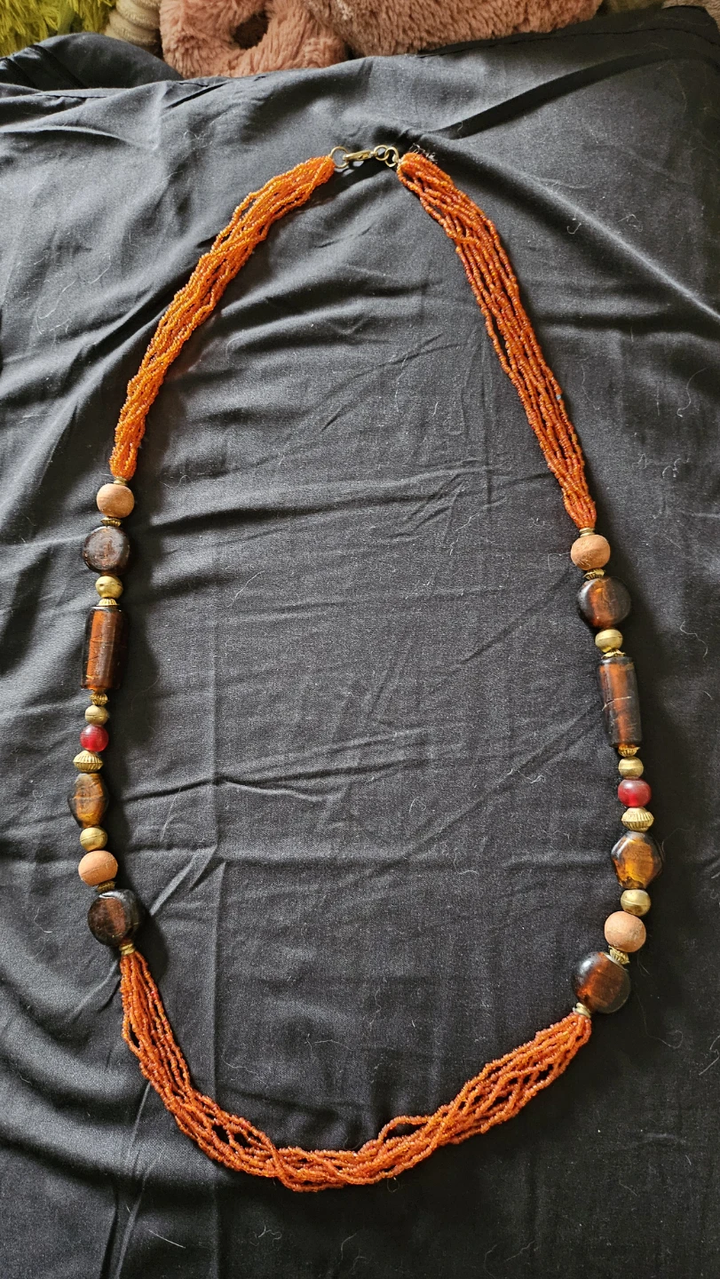 Multistrand Orange Beaded Necklace