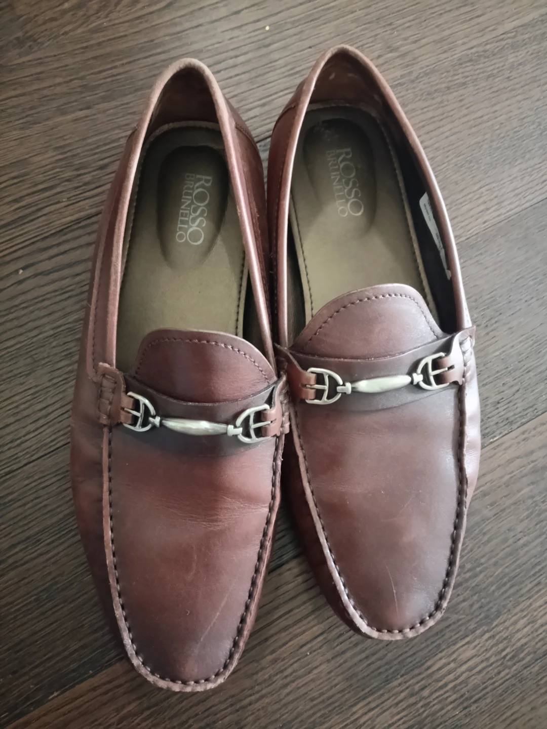 Rosso Brunello Brown Leather Loafers Size 45