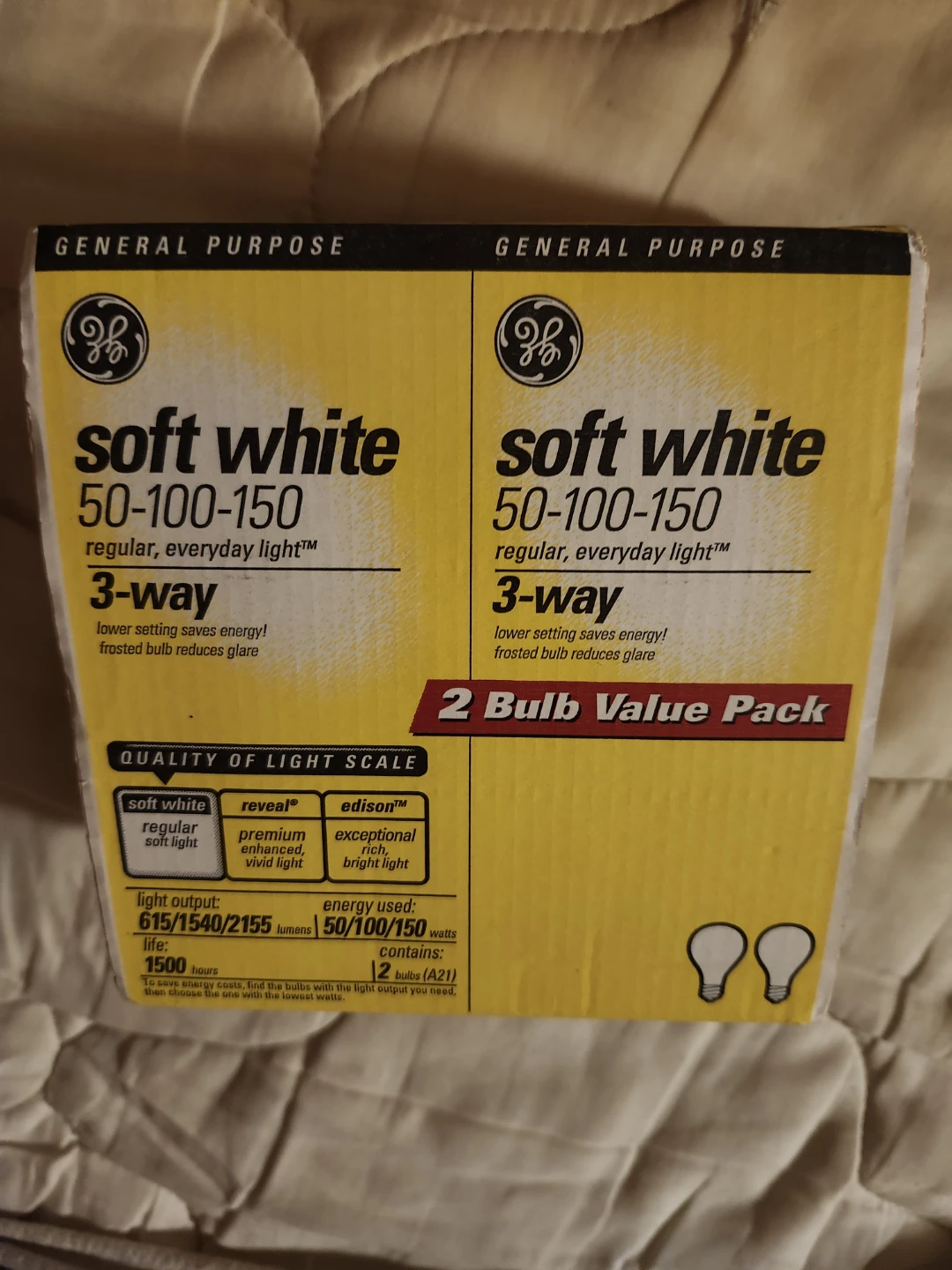 NEW GE Soft White 3-Way Light Bulbs 2-Pack