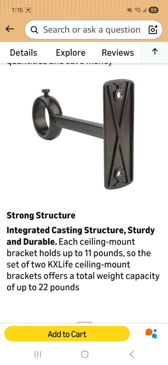 Ceiling Curtain Rod Brackets (Black) - photo 5
