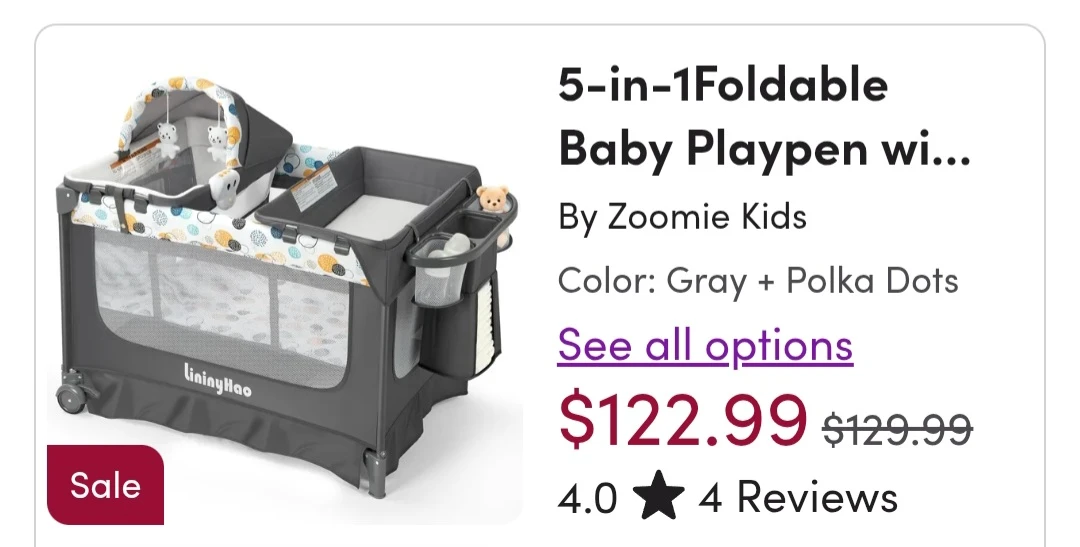 ⚽️Zoomie Kids 5-in-1 Foldable Baby Playpen