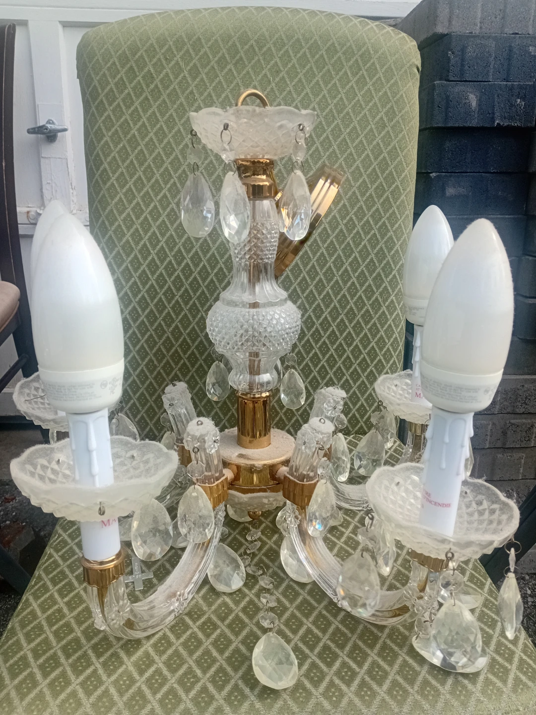 Vintage Brass and Crystal Chandelier - photo 3