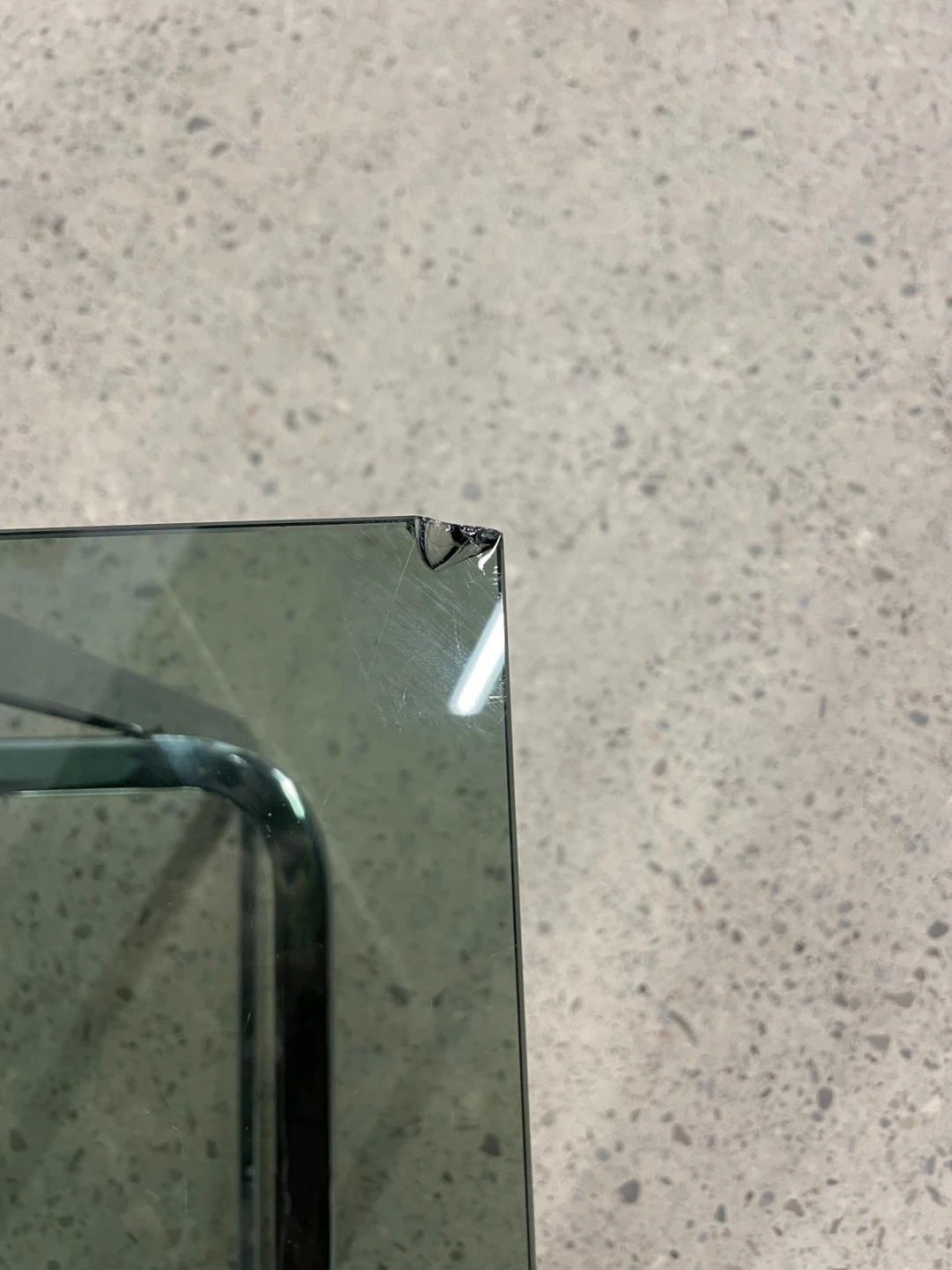 Vintage Mid-Century Chrome & Smoked Green Glass Accent Table - photo 2