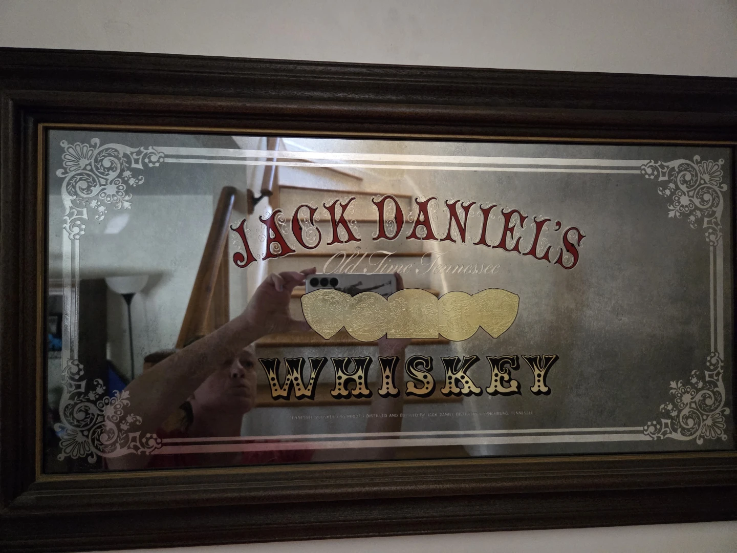 Vintage Jack Daniels Whiskey 90 Proof Saloon Mirror 17" x  30" - photo 2