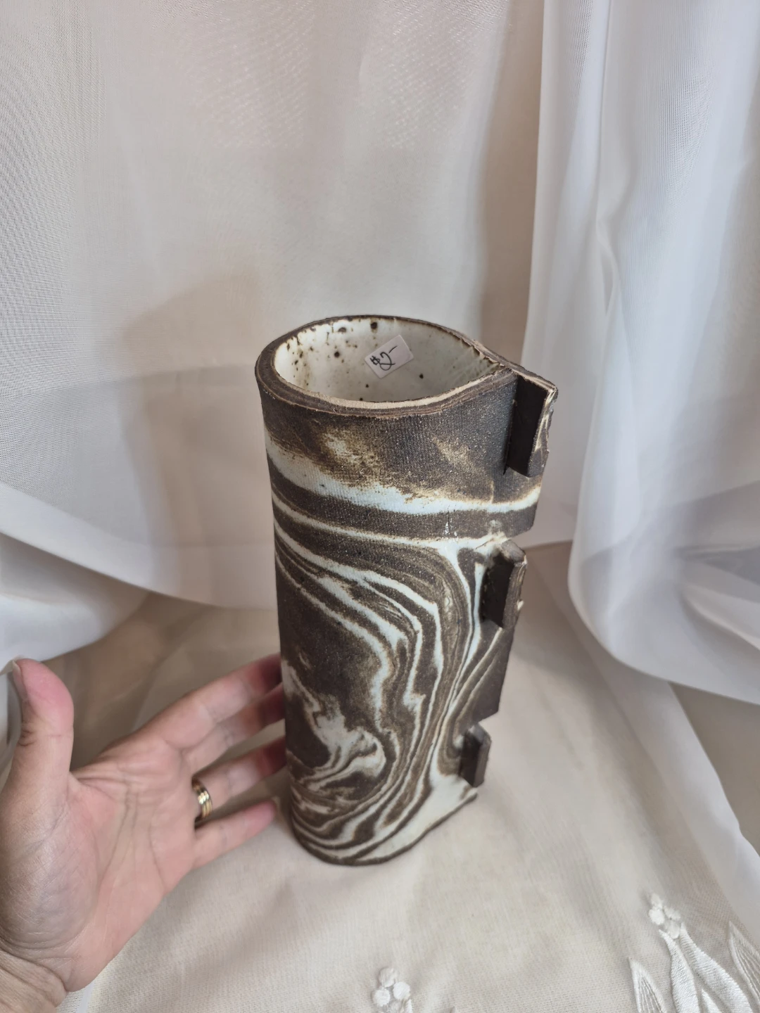 Beautiful 10" x 3" Hand Made Studio Pottery Unique Vase - photo 4