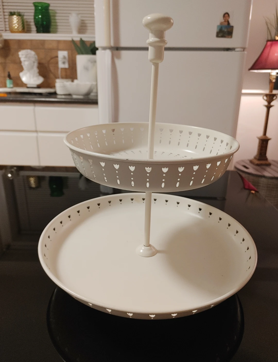 Two-Tier White Metal Serving Stand - photo 2