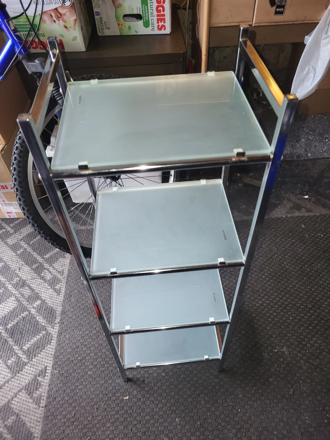 4-Tier Chrome and Tempered Glass Shelving Unit - photo 3