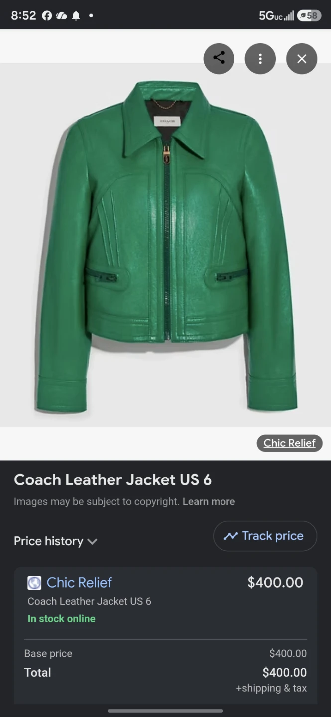 Coach Leather Jacket Green