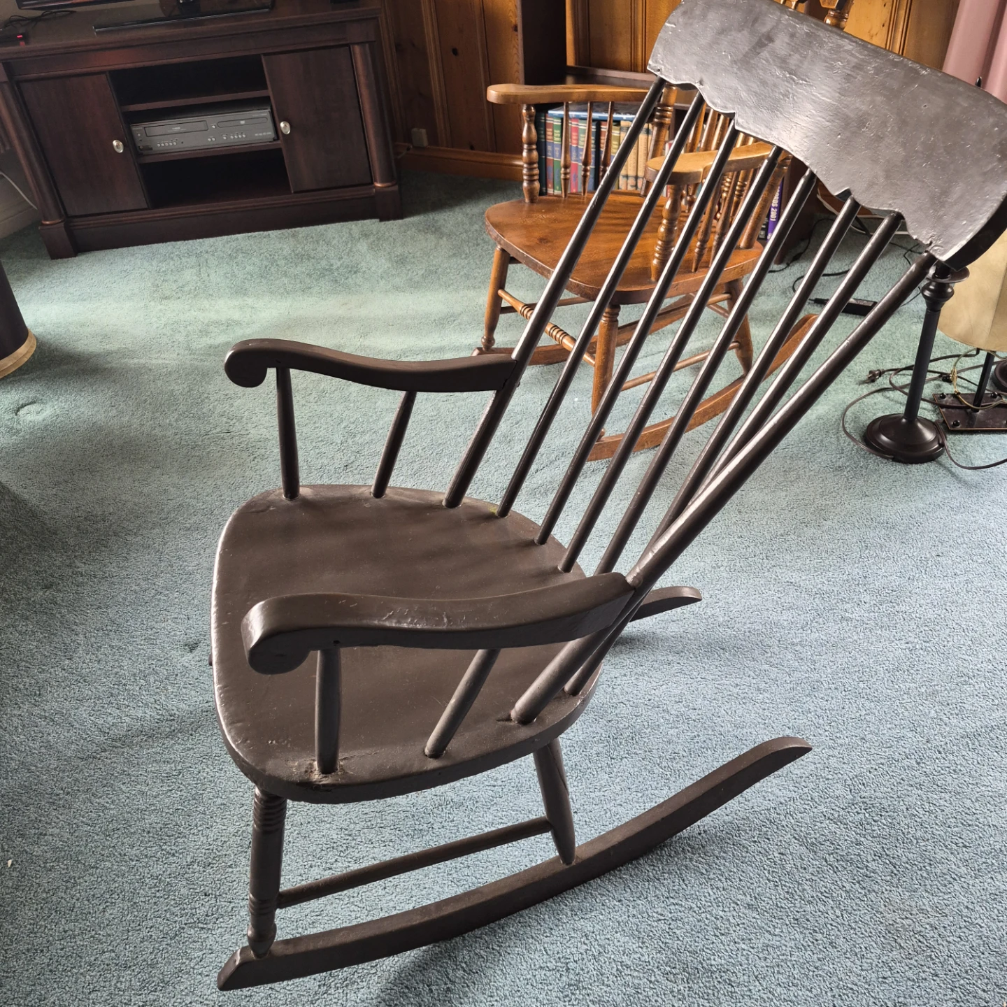 Vintage Brown Spindle Rocking Chair - photo 3