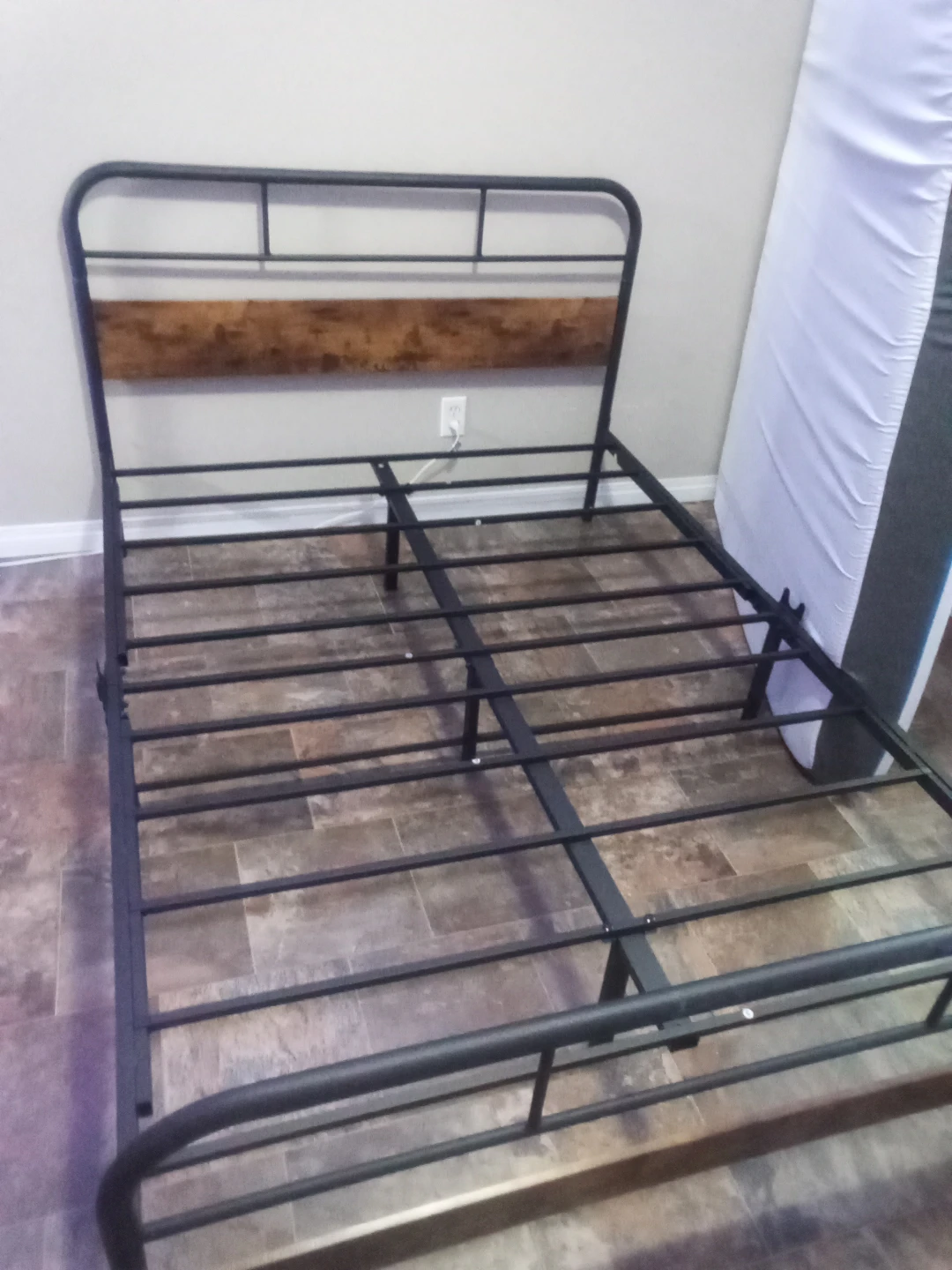 Metal and Wood Double Bed Frame