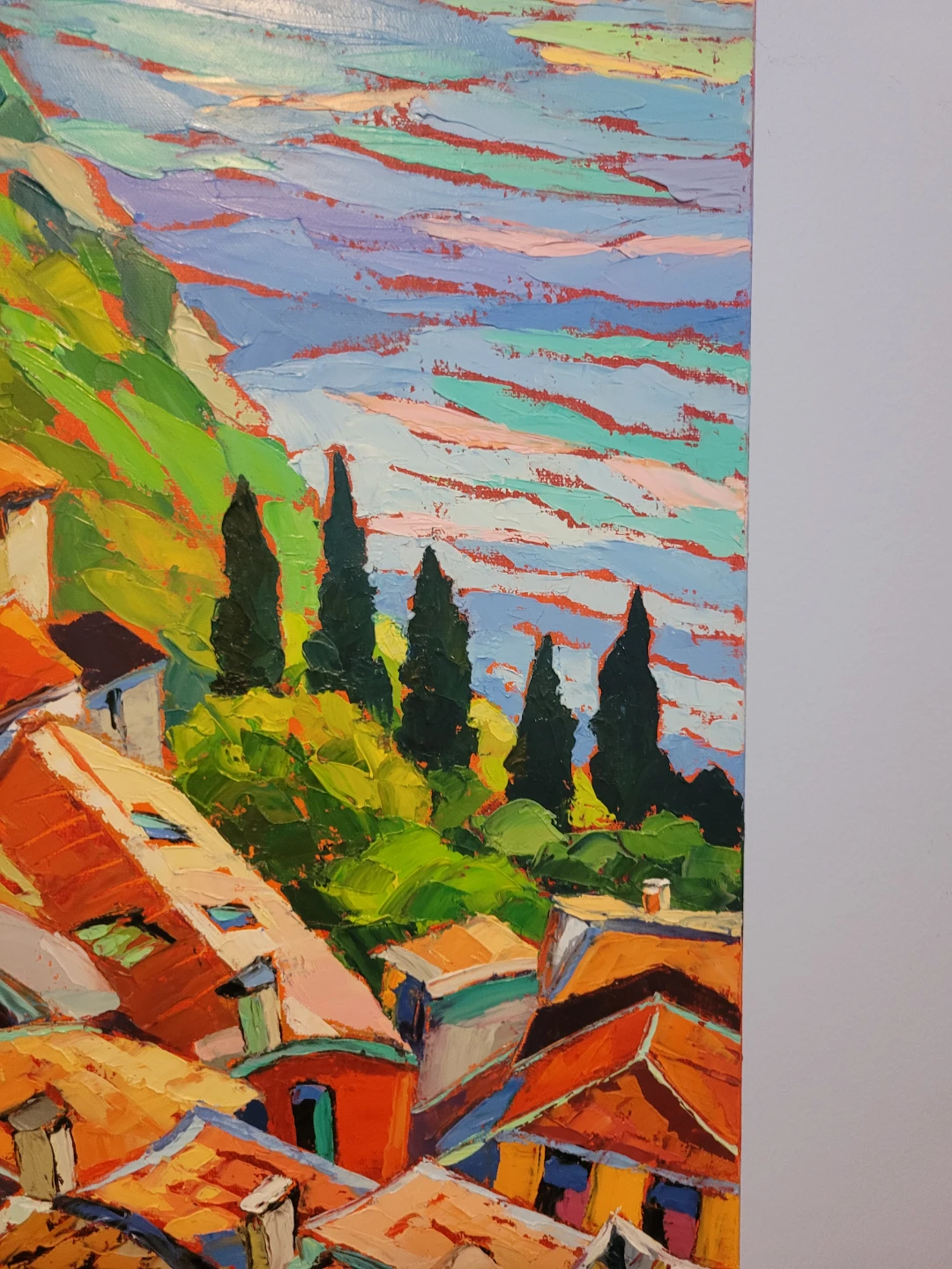 Canadian Artist E. Elkin Original Oil Painting Euro Rooftop - photo 3