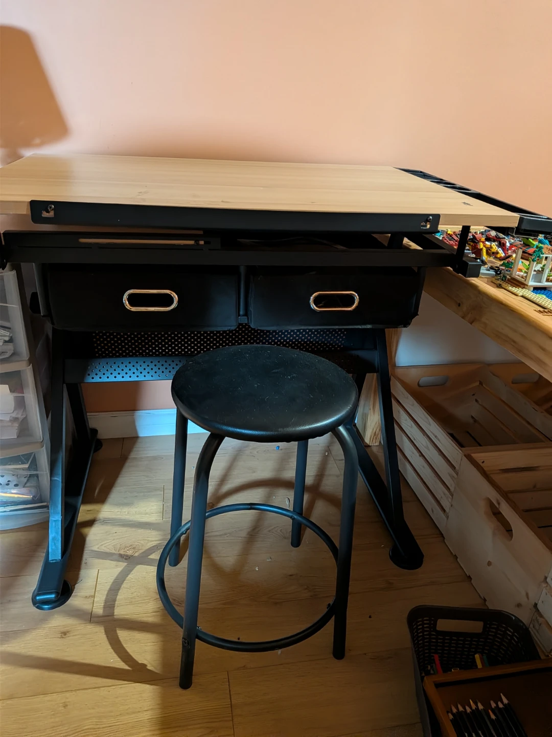 Art desk with stool