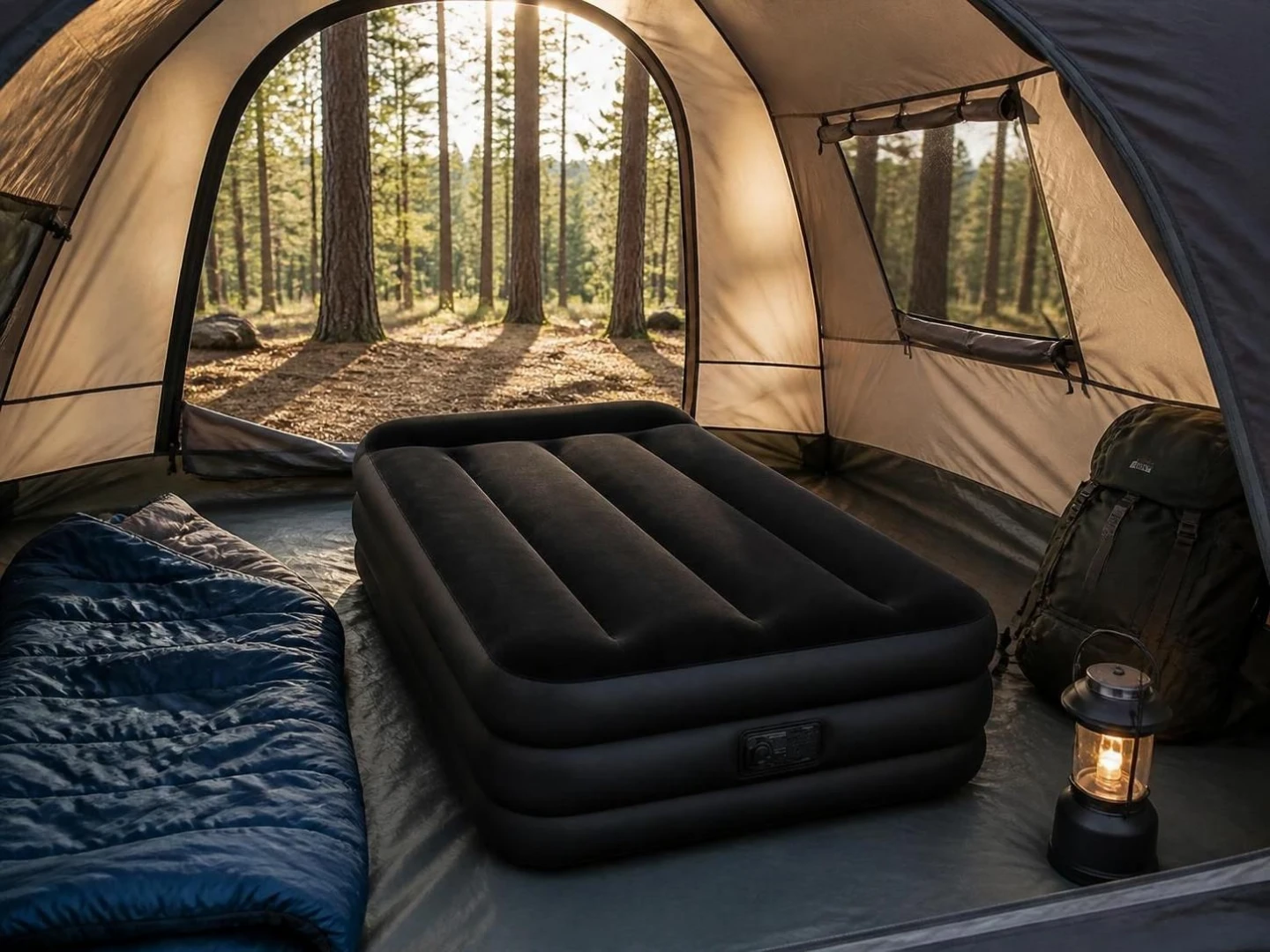 Outbound Twin Double-High Air Mattress w/ Built-In Pump & Pillow - photo 2