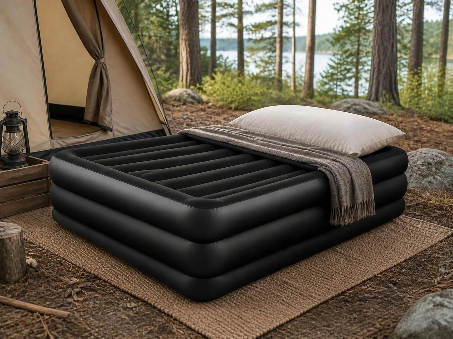 Outbound Twin Double-High Air Mattress w/ Built-In Pump & Pillow - photo 3