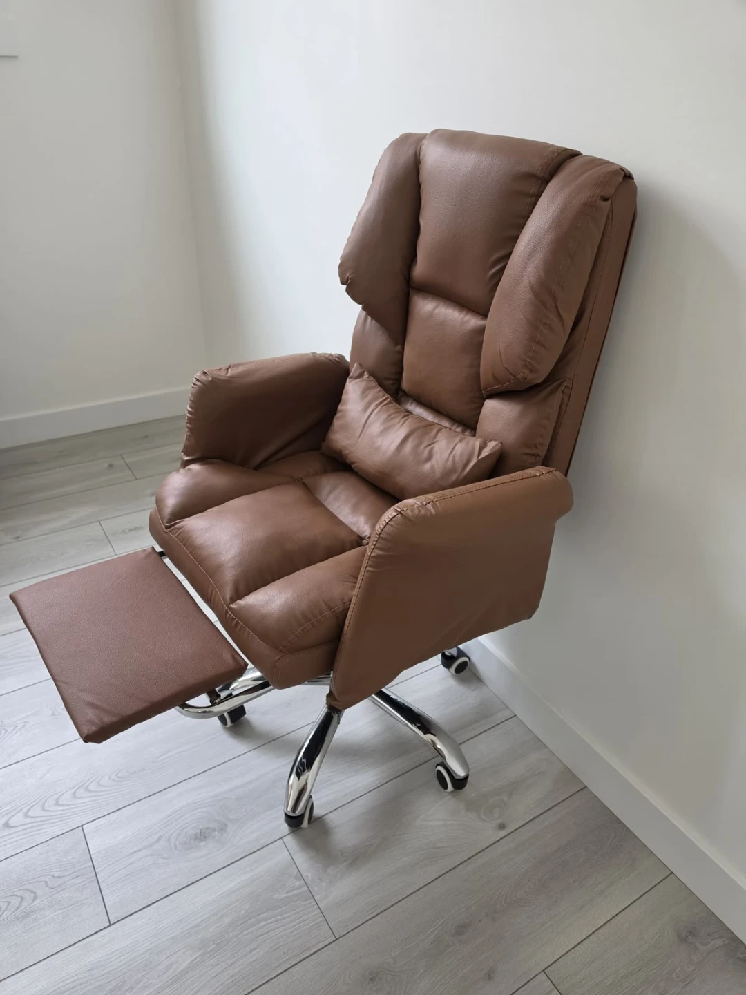 Brown Faux Leather Reclining Office Chair - photo 2