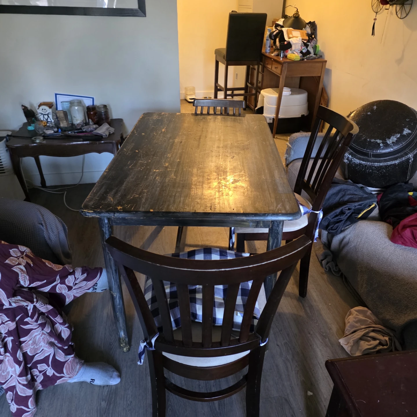 Rustic Wood Dining Table with Two Chairs - photo 2