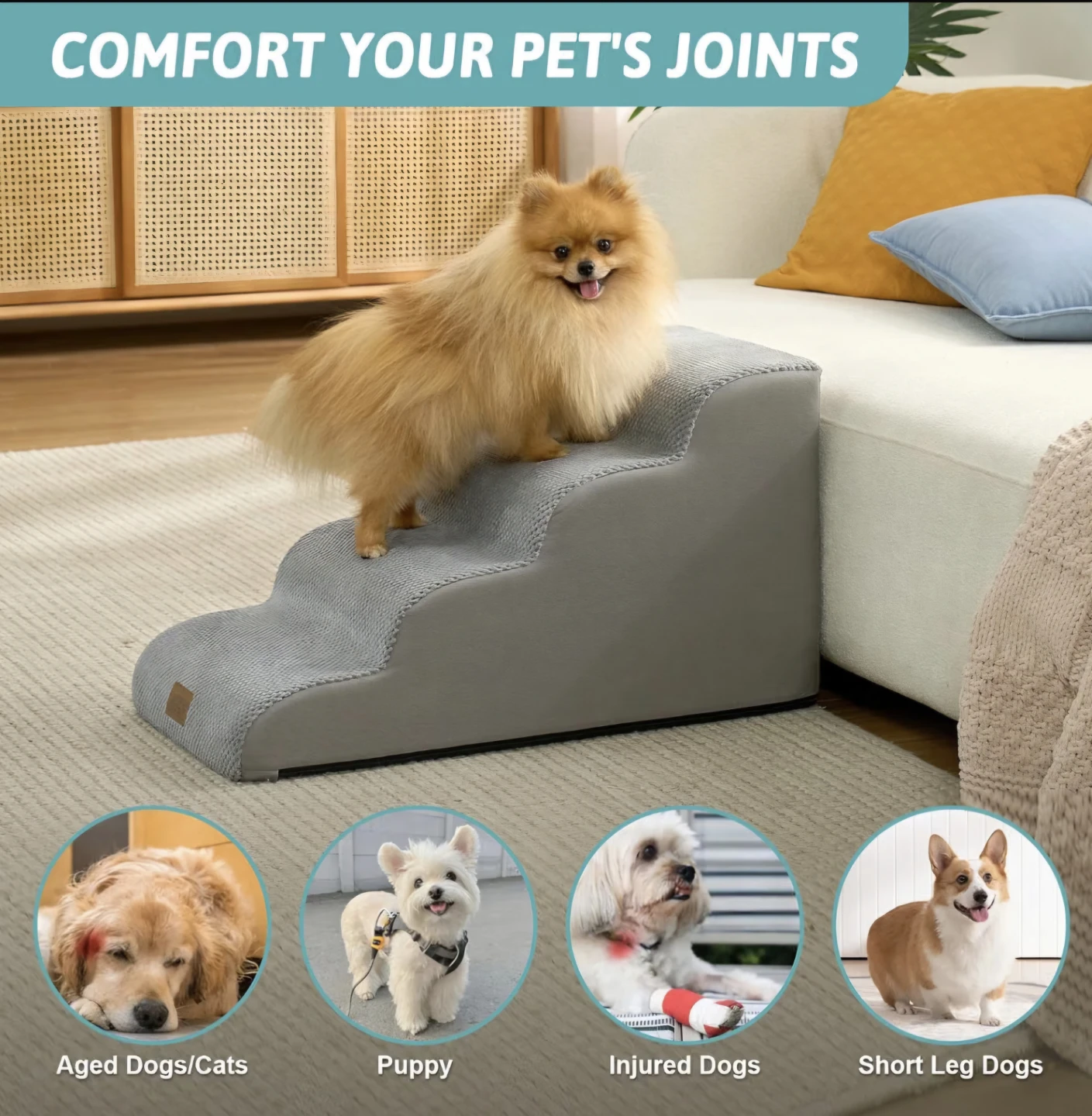 Cozy Kiss Detachable 4-Step Pet Stairs