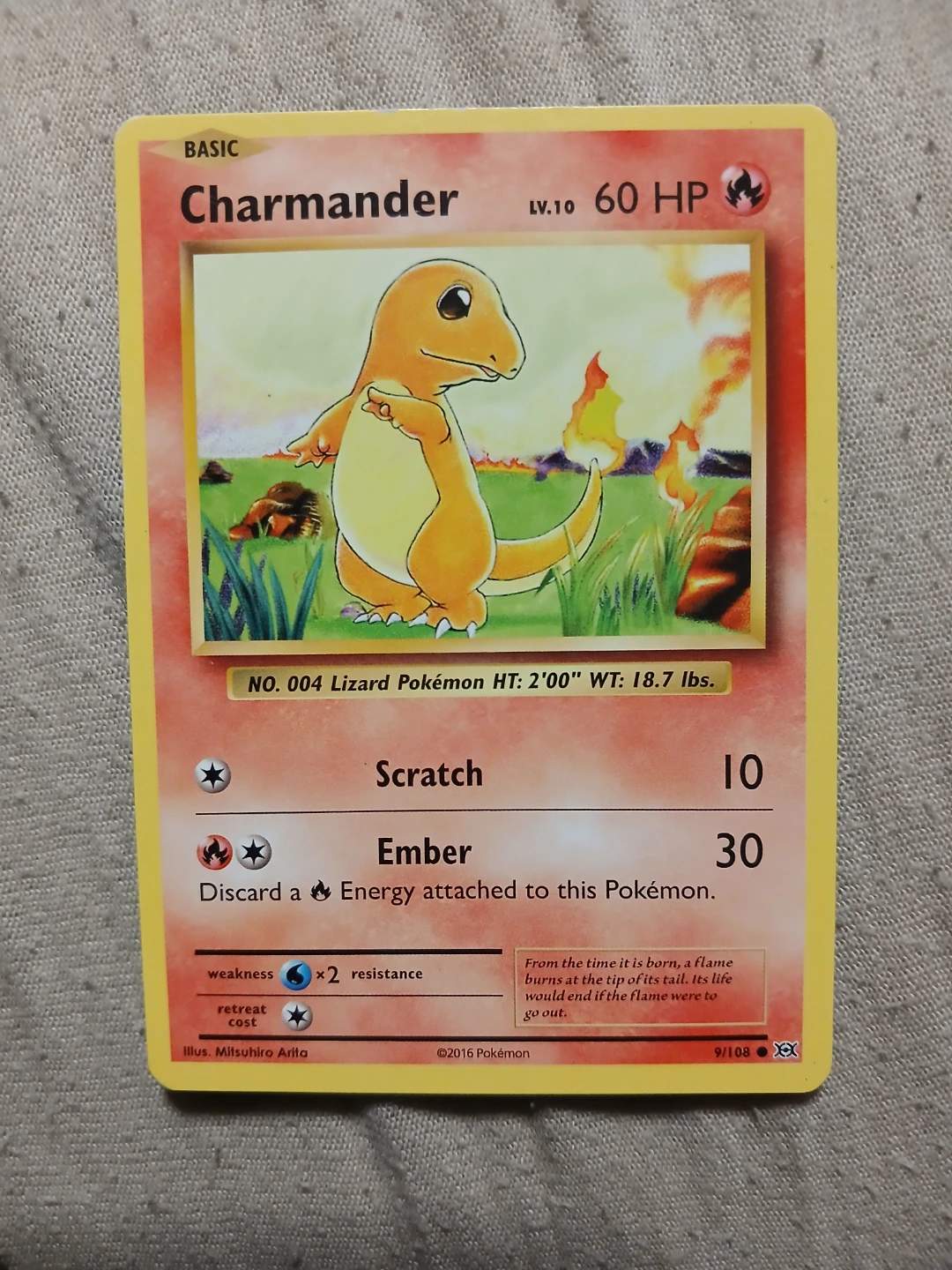 Charmander 9/108 2016 Pokémon Card