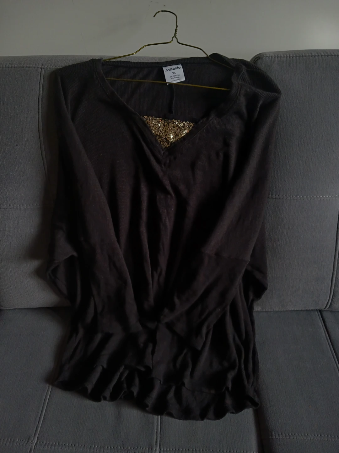 Armadio Black Long-Sleeve Shirt with Sequin Detail - XL - photo 2