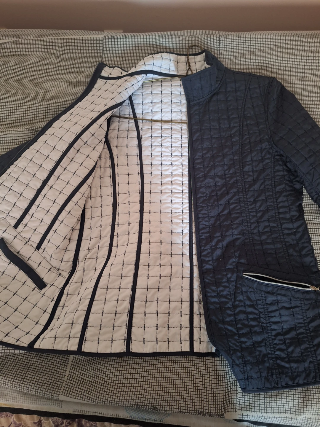 Navy Quilted Zip-Up Jacket - photo 2