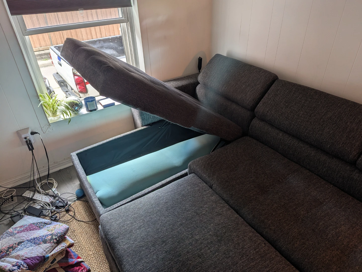 Grey Sectional Pull-out Sofa - photo 4