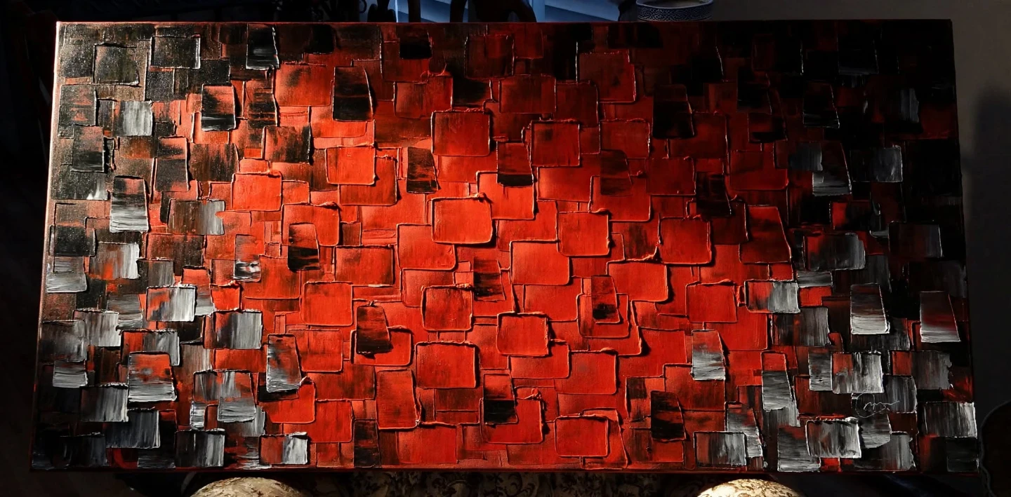 Large Original Abstract Painting - Red Black - photo 3