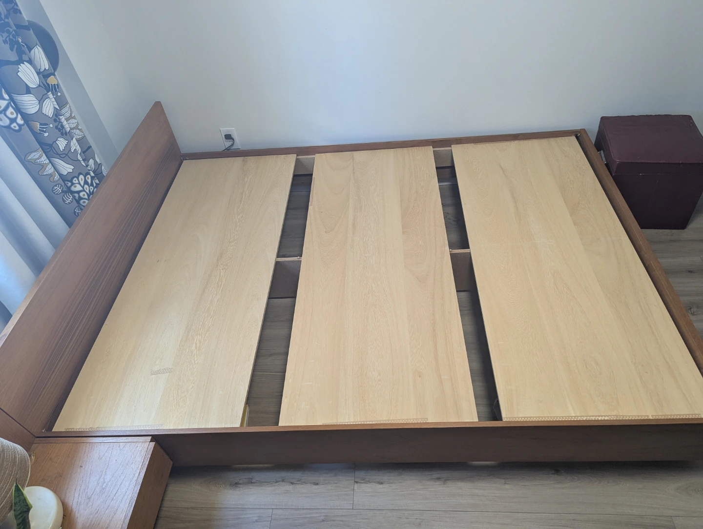 Modern Wood Bed Frame with Integrated Nightstand - photo 2