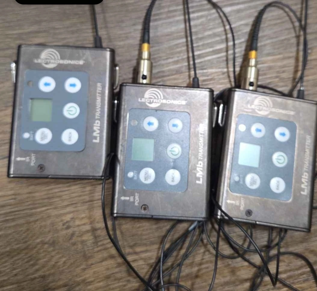 3 Lectrosonics LMb Bodypack Transmitters with microphone