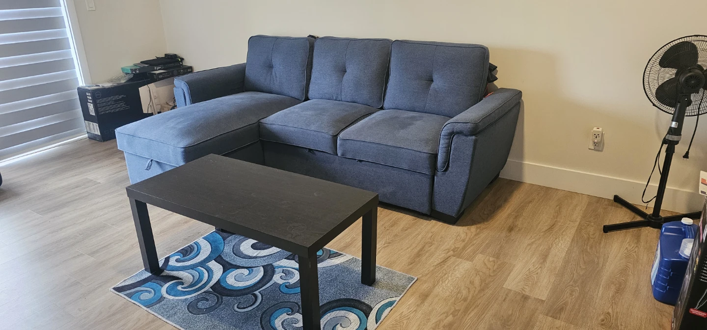 Blue Fabric Sectional Sofa Bed with Storage - photo 3