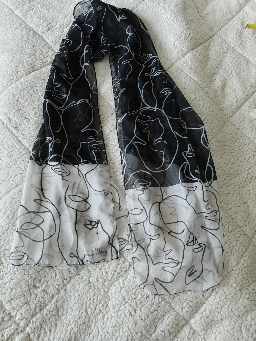 Joseph Ribkoff Black and White Face Print Scarf