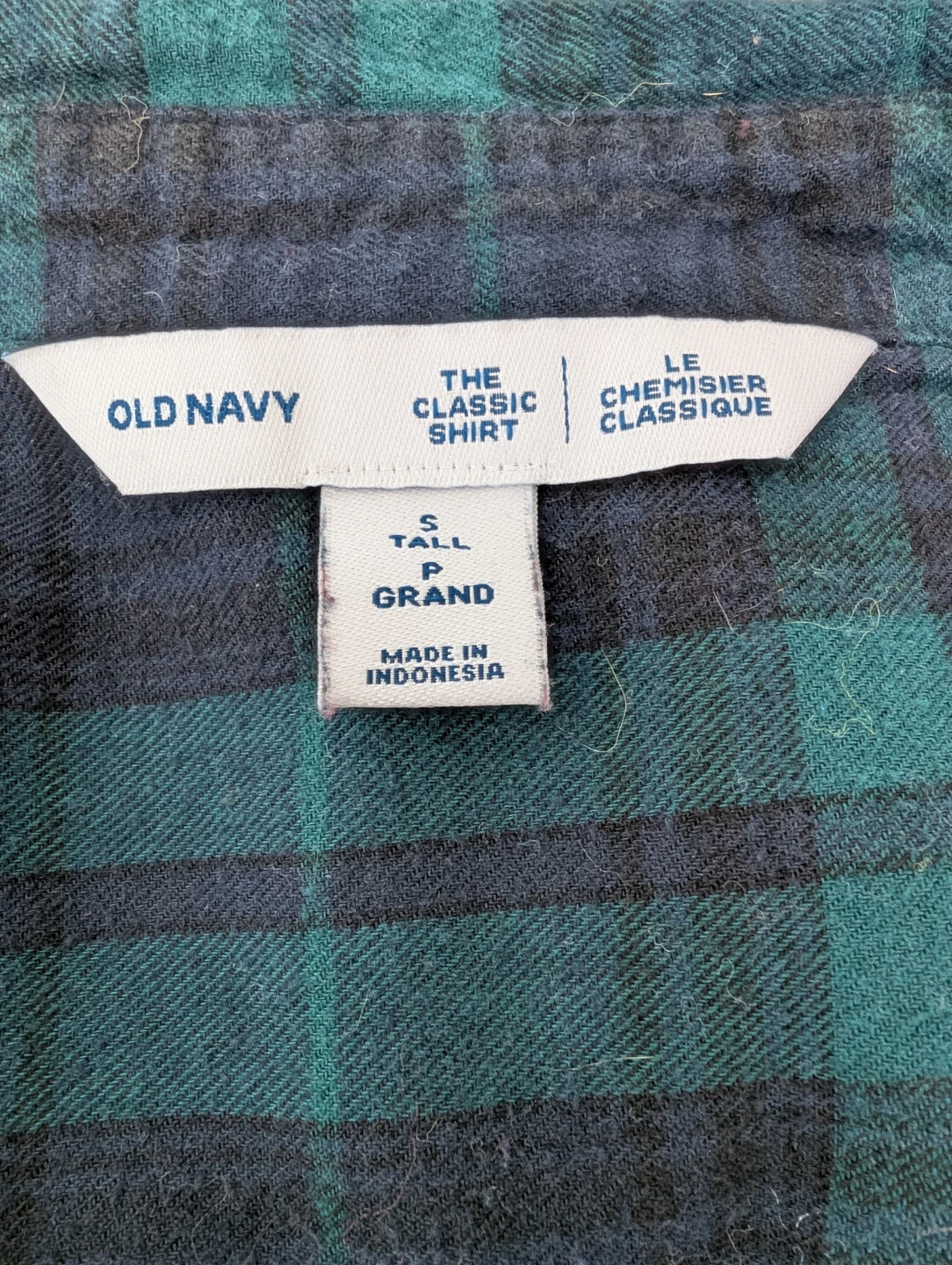 Old Navy Flannel Shirt Green Plaid Size Small Tall - photo 5