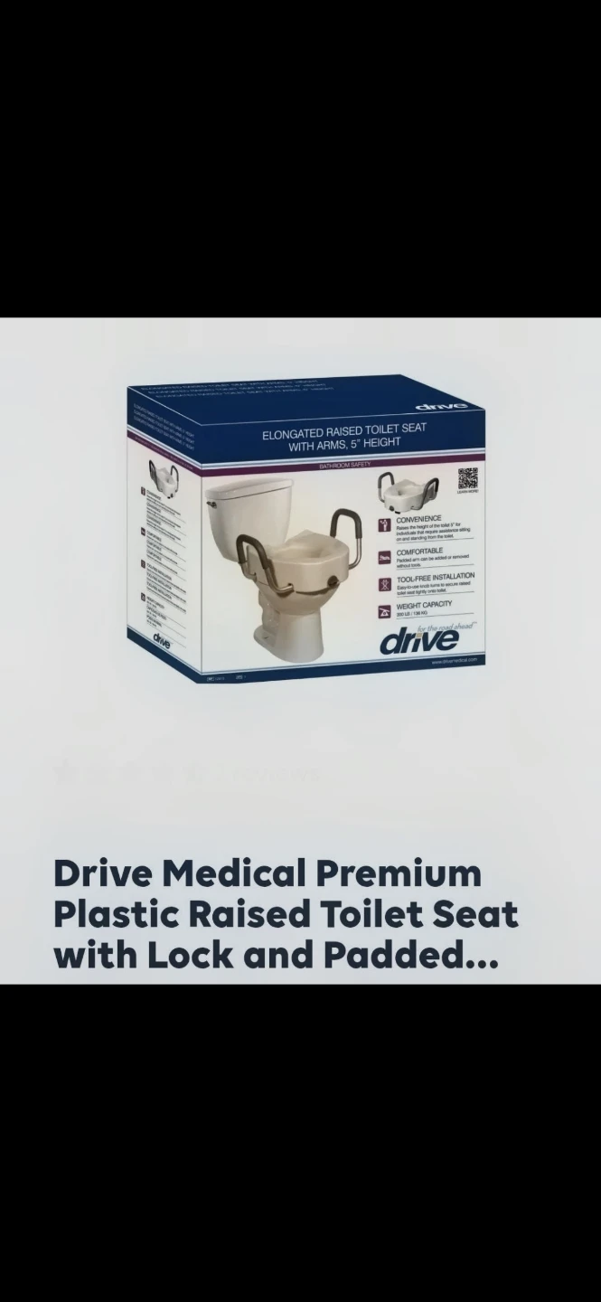 Drive Medical Elongated Raised Toilet Seat with Arms