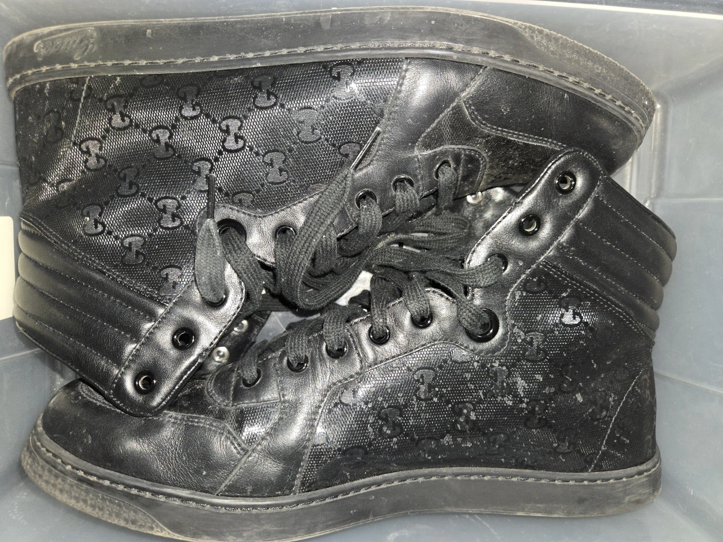 Gucci Black Monogram High-Top Sneakers