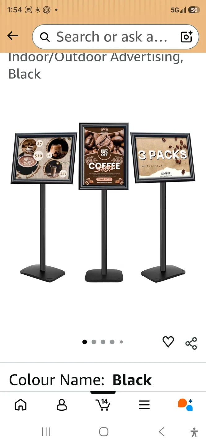Adjustable Black Pedestal Sign Stand 11x17