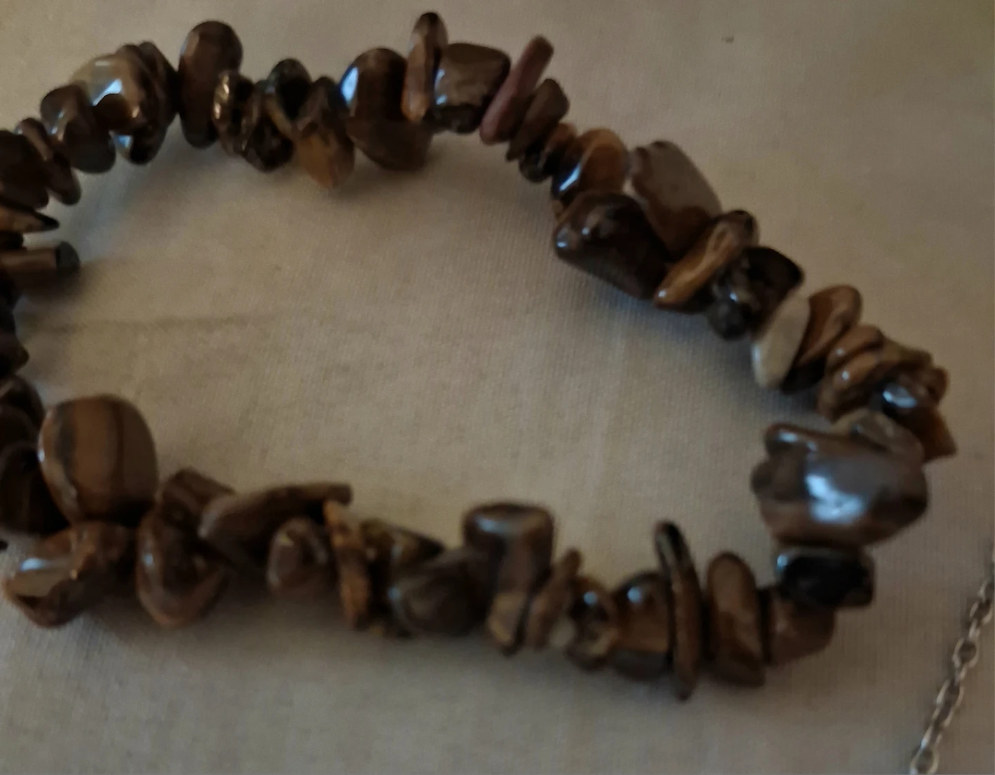 Tiger Eye Heart Pendant Necklace and Chip Bracelet Set - photo 3