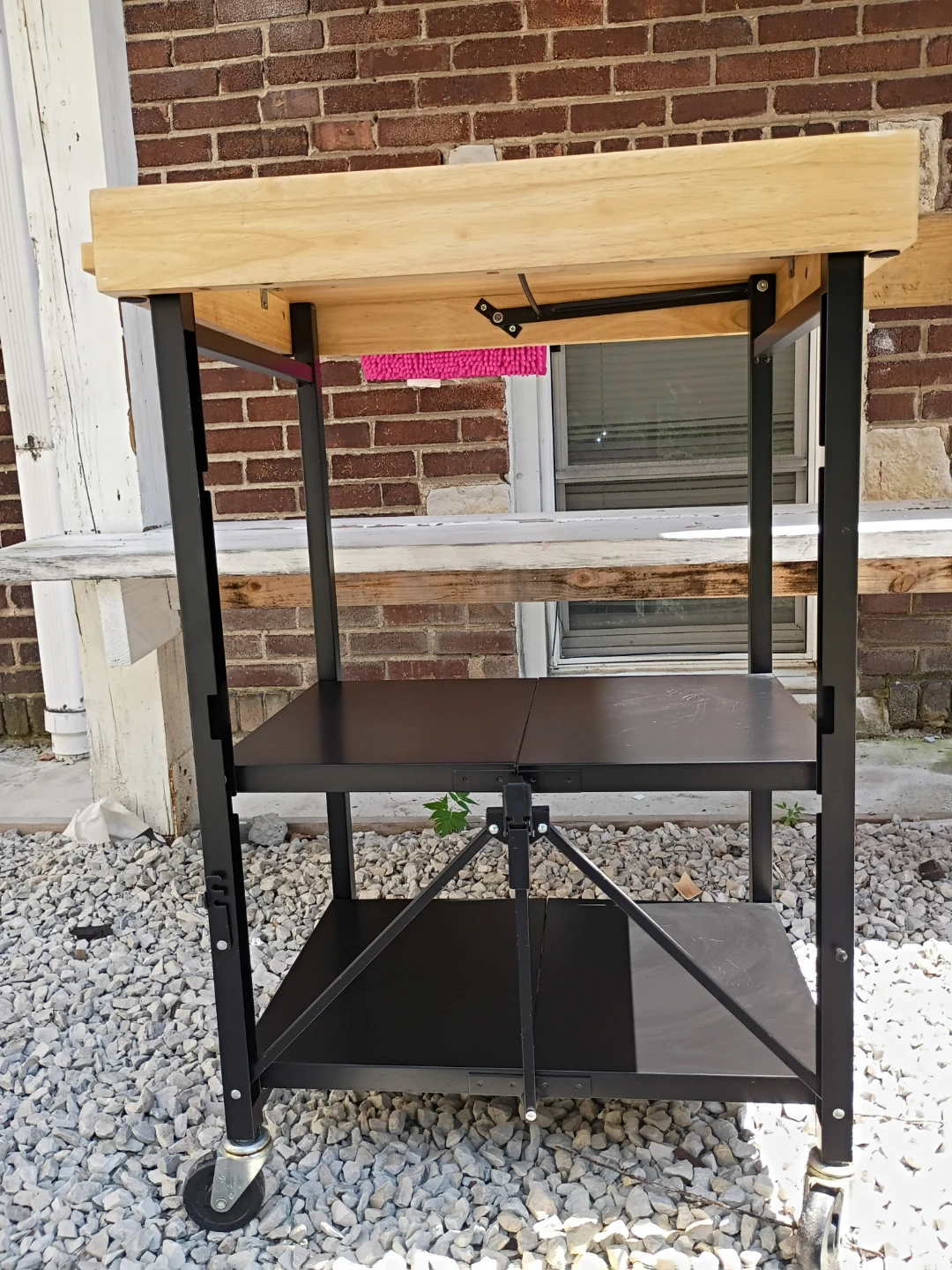 Rolling Kitchen Cart with Butcher Block Top