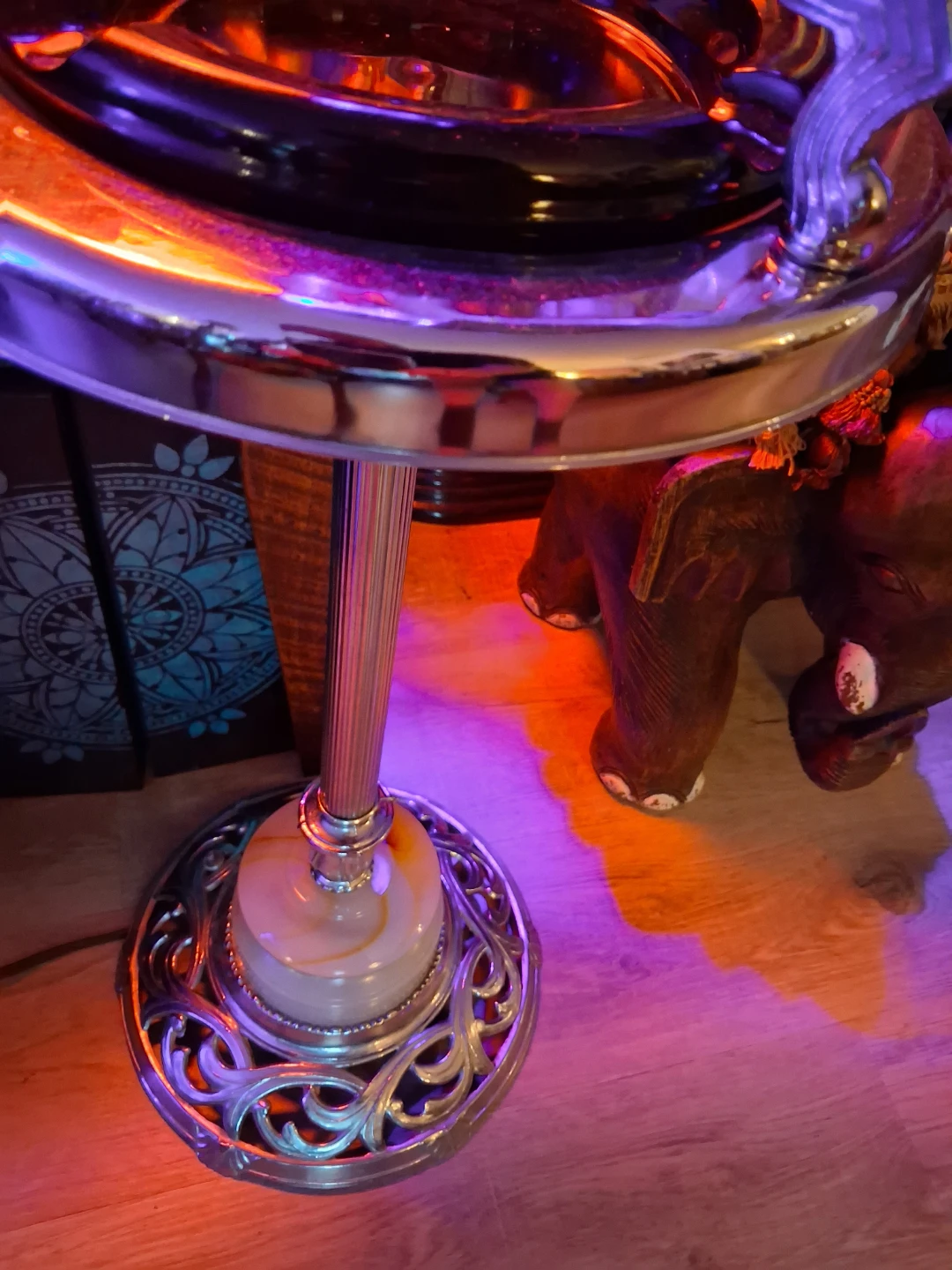 Vintage Chrome and Onyx Floor Ashtray - photo 4