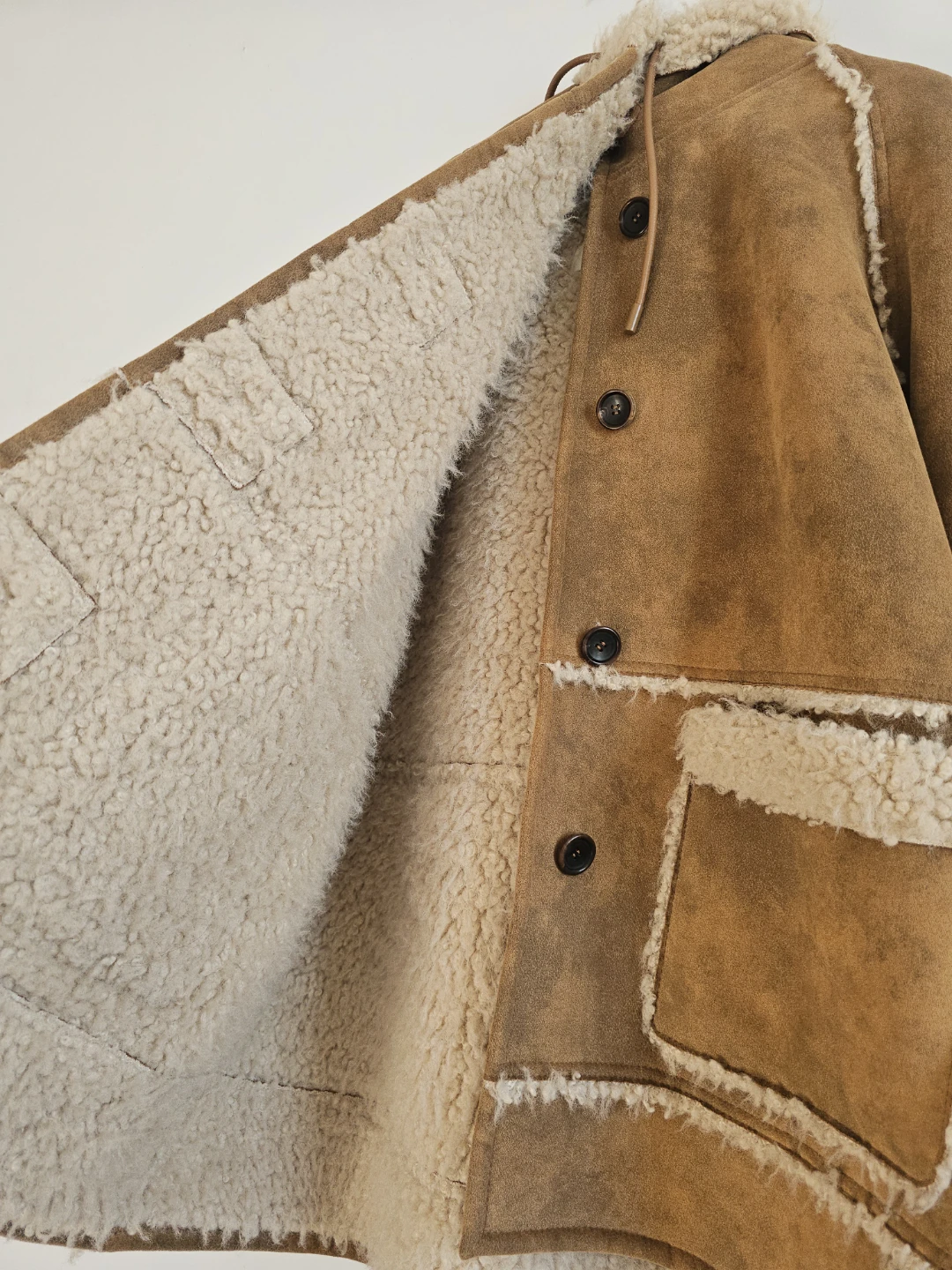 Tan Faux Shearling Hooded Coat - photo 3