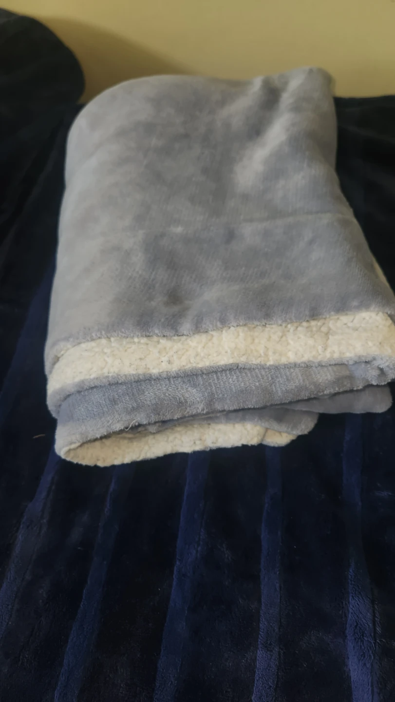 Grey Faux Shearling Fleece Throw Blanket