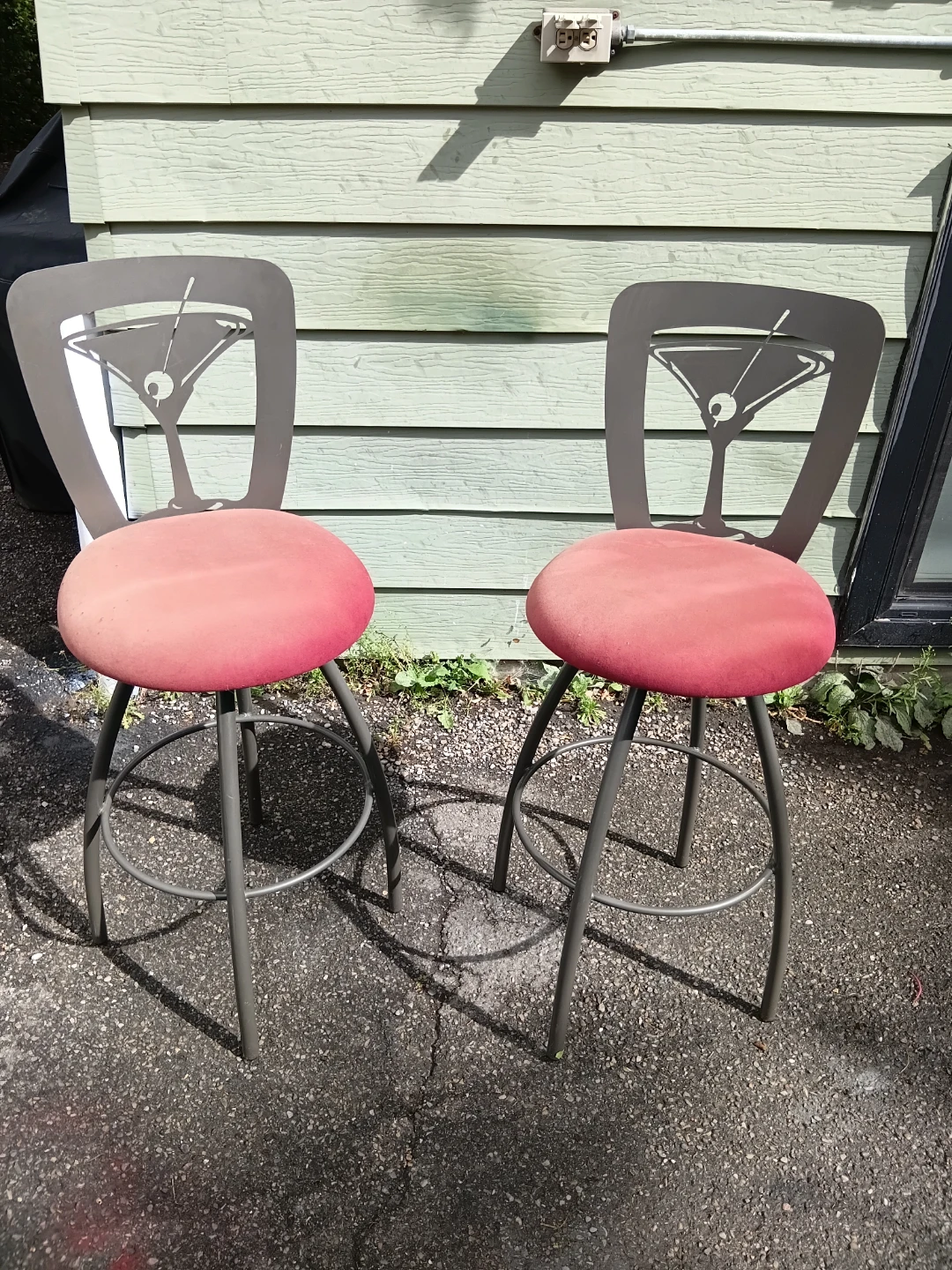 Pair Of Nordesign Iron & Fabric Counter Height Stools
