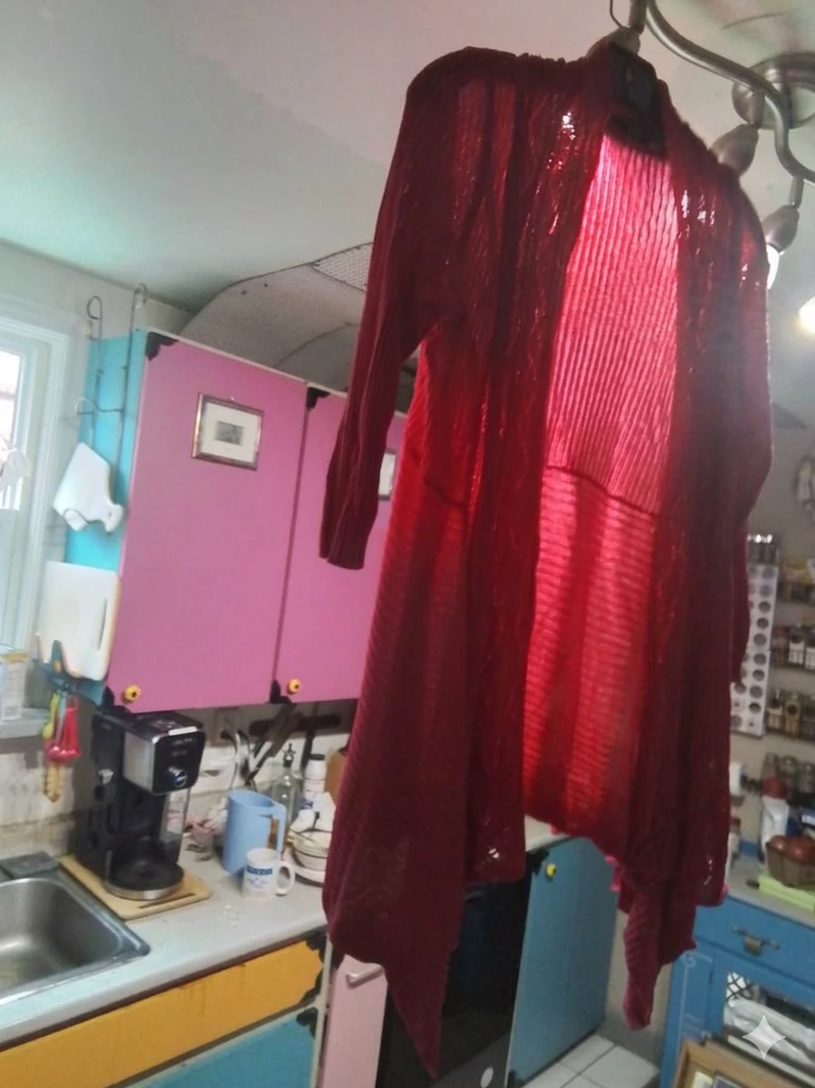 LAVENA Fuchsia Rib-Knit Open Drape Draped Cardigan