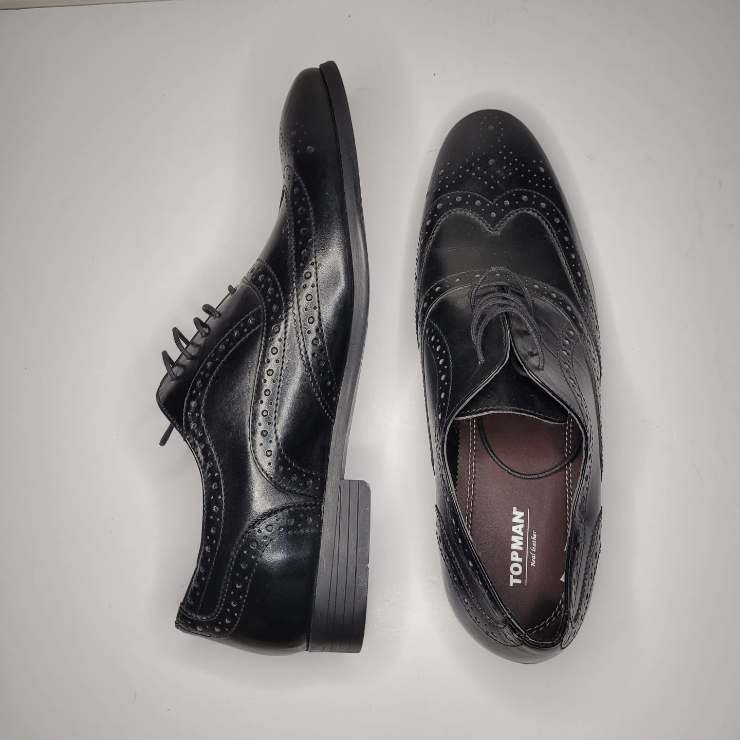 Topman Black Leather Brogue Shoes - photo 4