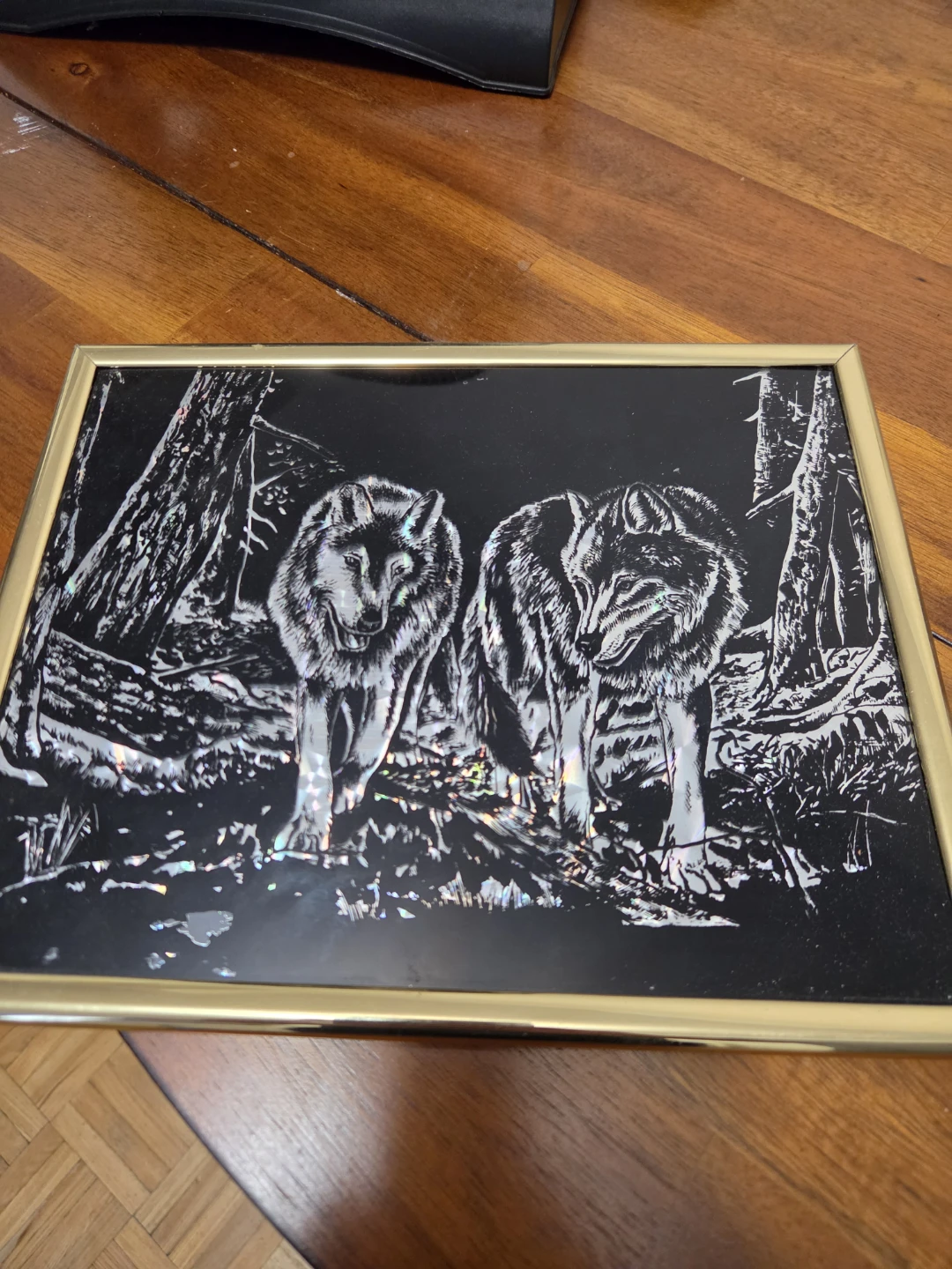 Wolf Art Print in Gold Frame