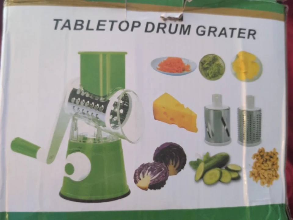 Tabletop Drum Grater with 3 Stainless Steel Blades