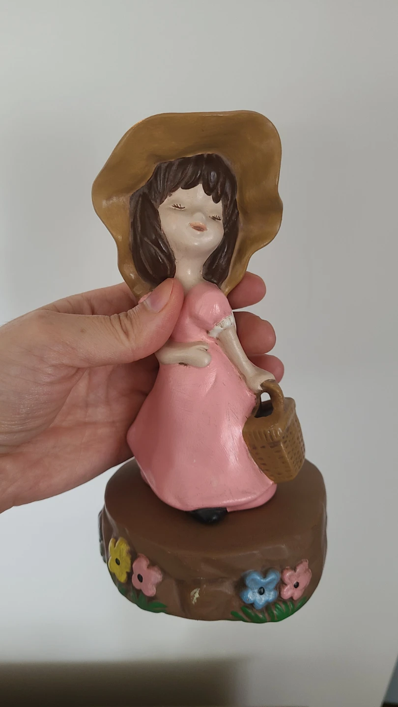 Vintage Ceramic Girl Figurine with Basket