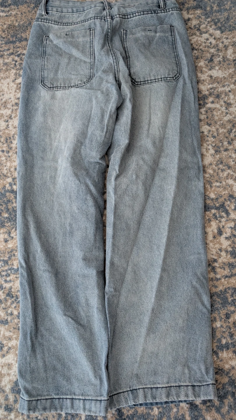 Grey Acid Wash Wide Leg Jeans - photo 2