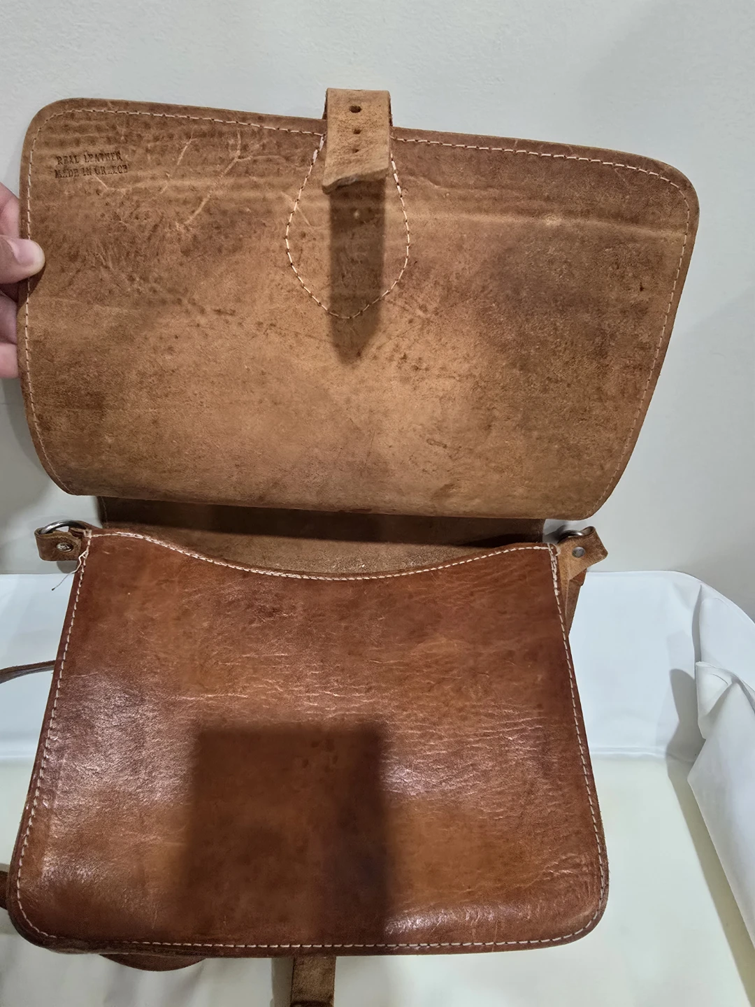 Brown Leather Crossbody Bag Made in Greece - photo 4