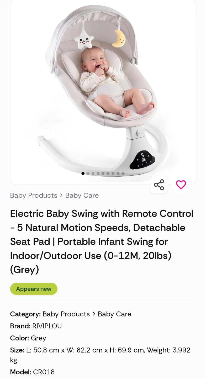 RIVIPLOU Electric Baby Swing