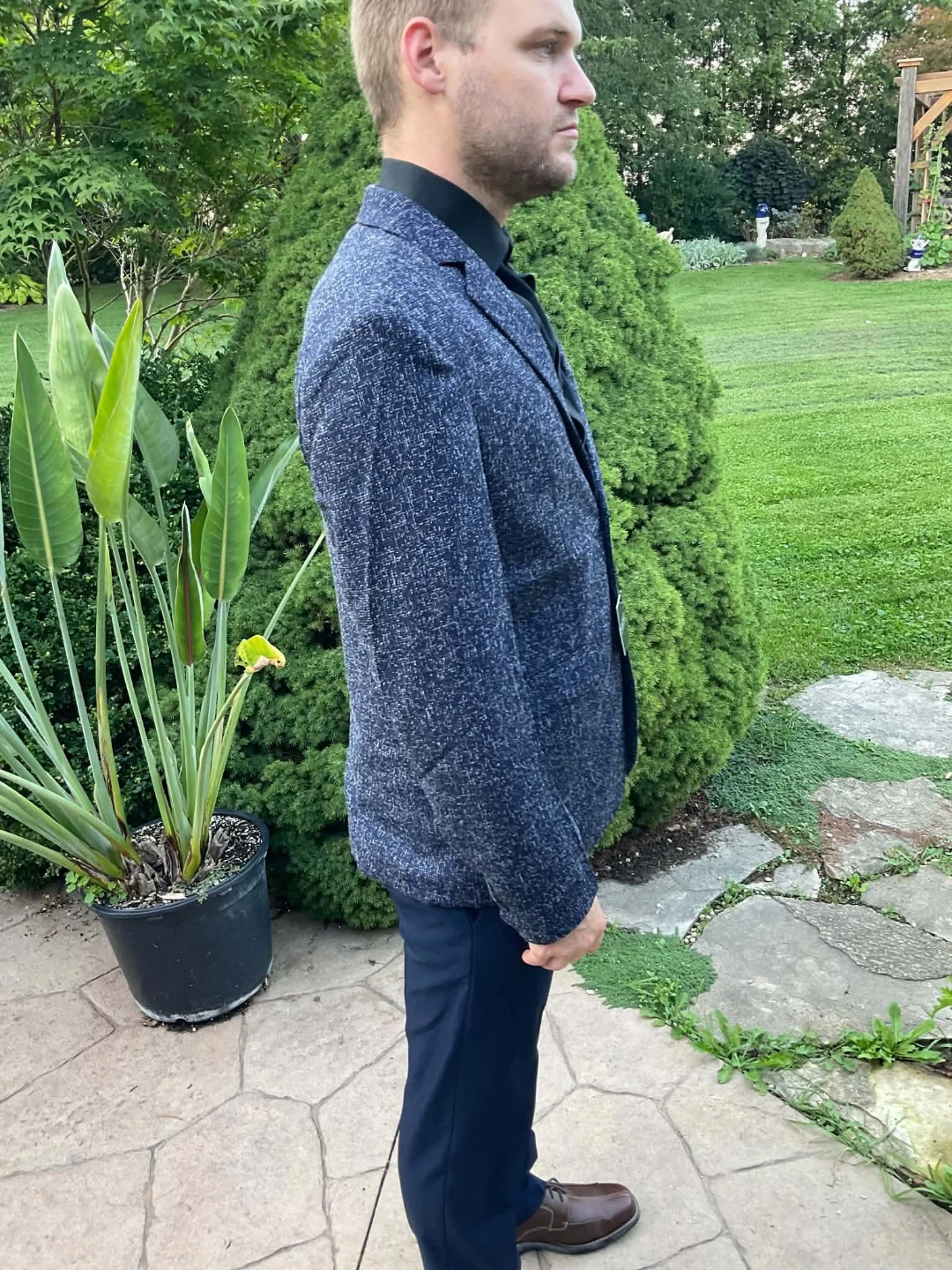 Proper Pair Navy Textured Blazer - photo 3